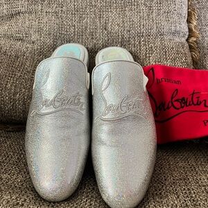 Christian Louboutin Iridescent Silver Slides